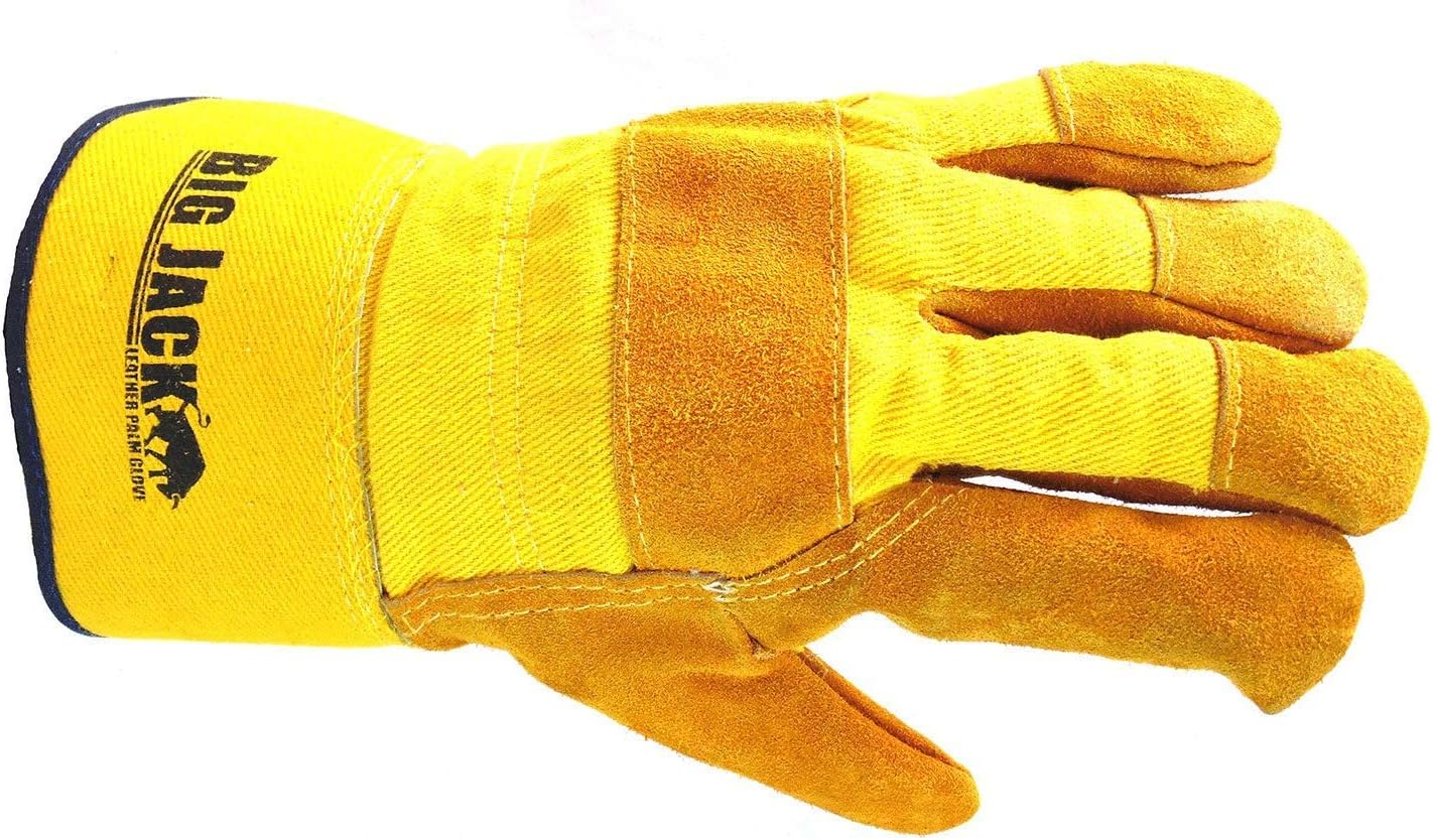 BGBY4YXL Premium Grade AB, Safety Winter Insulatated Split Cowhide Leather Palm Work Gloves, Safety Cuff, For Cold Weather, Yellow/Gold (Extra Large, 12 Pairs)
