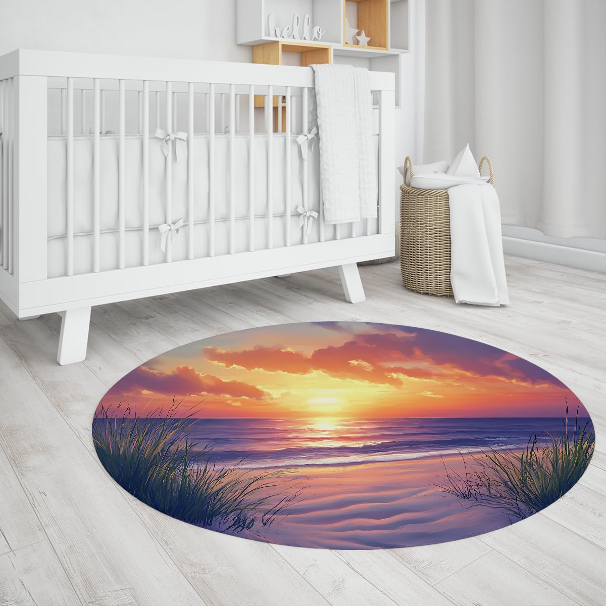 Tapis de sol Sunset Beach paysage de bord de mer pour coin nuit enfant