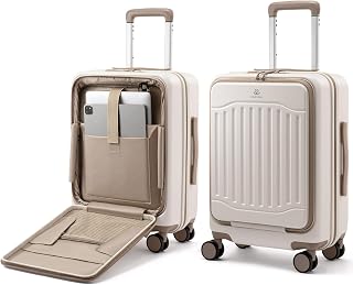 Carry on Luggage, PC Hard Shell Suitcases with wheels, 20-Inch Carry On Luggage with USB Port, Lightweight 6.9lb, Fits 15.6", 45L Capacity for Travel & Business（1PC）