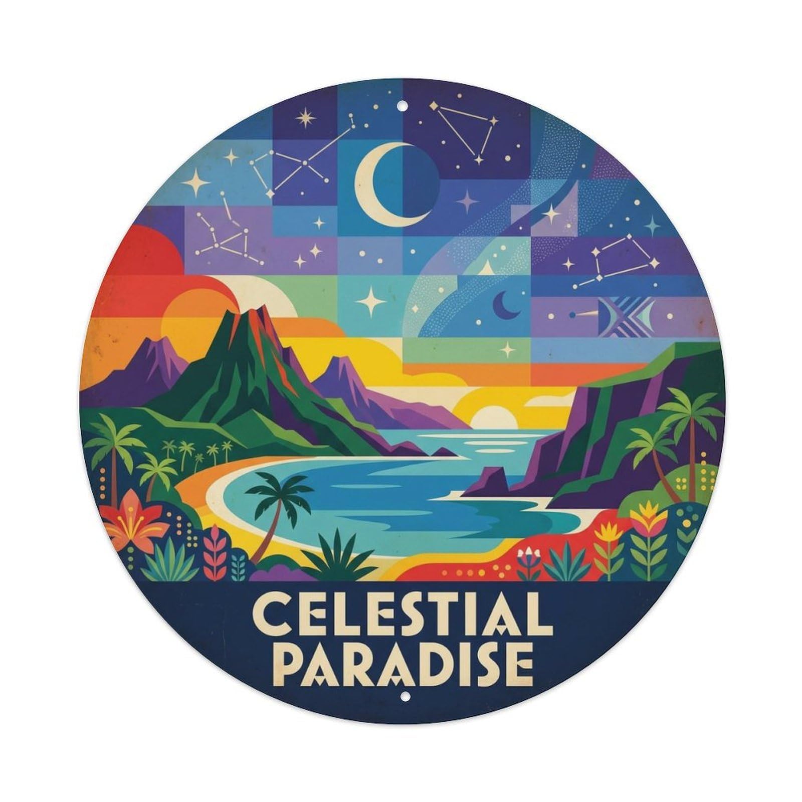 Hawaii Celestial Volcanic Island Sky Tropical Metal Tin Sign