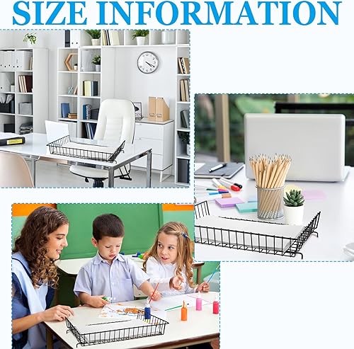 Miniatura 10 de Hicarer 2 bandejas de papel de metal de 11 x 17 pulgadas, rejilla de alambre de hierro, bandeja para documentos de escritorio, bandeja de cartas de