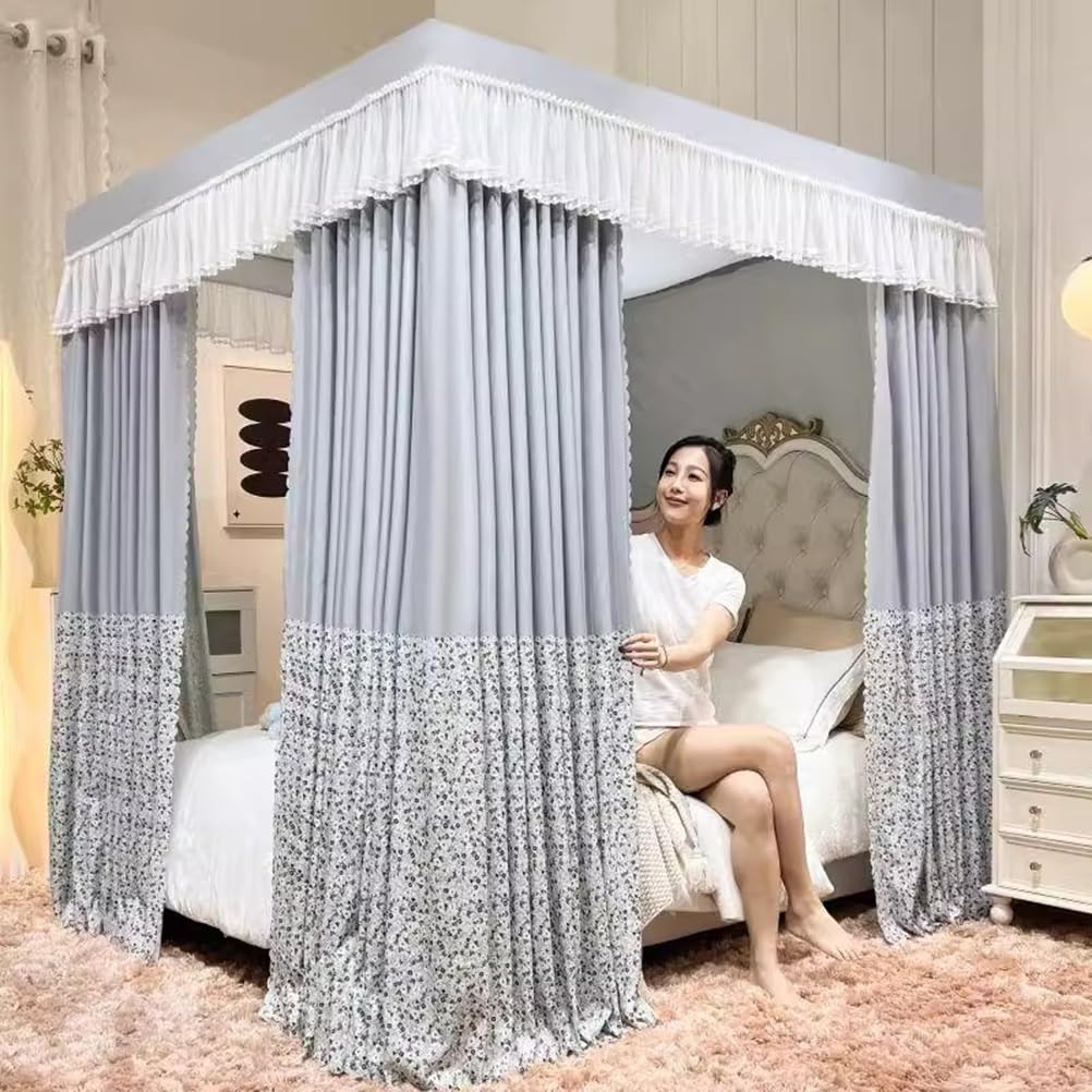 GJMSSMY 2-in-1 luxury bed canopy mosquito net, Windproof|dustproof|shading bed curtains, princess room bedroom decoration (Color : 12-A, Size : 180X200cm/71X79inch)