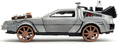 Miniatura 3 de Delorean DMC (Time Machine) - Rueda de tren de metal cepillado Versión Back to the Future Part III (1990) Película Hollywood Rides Series 132 Modelo