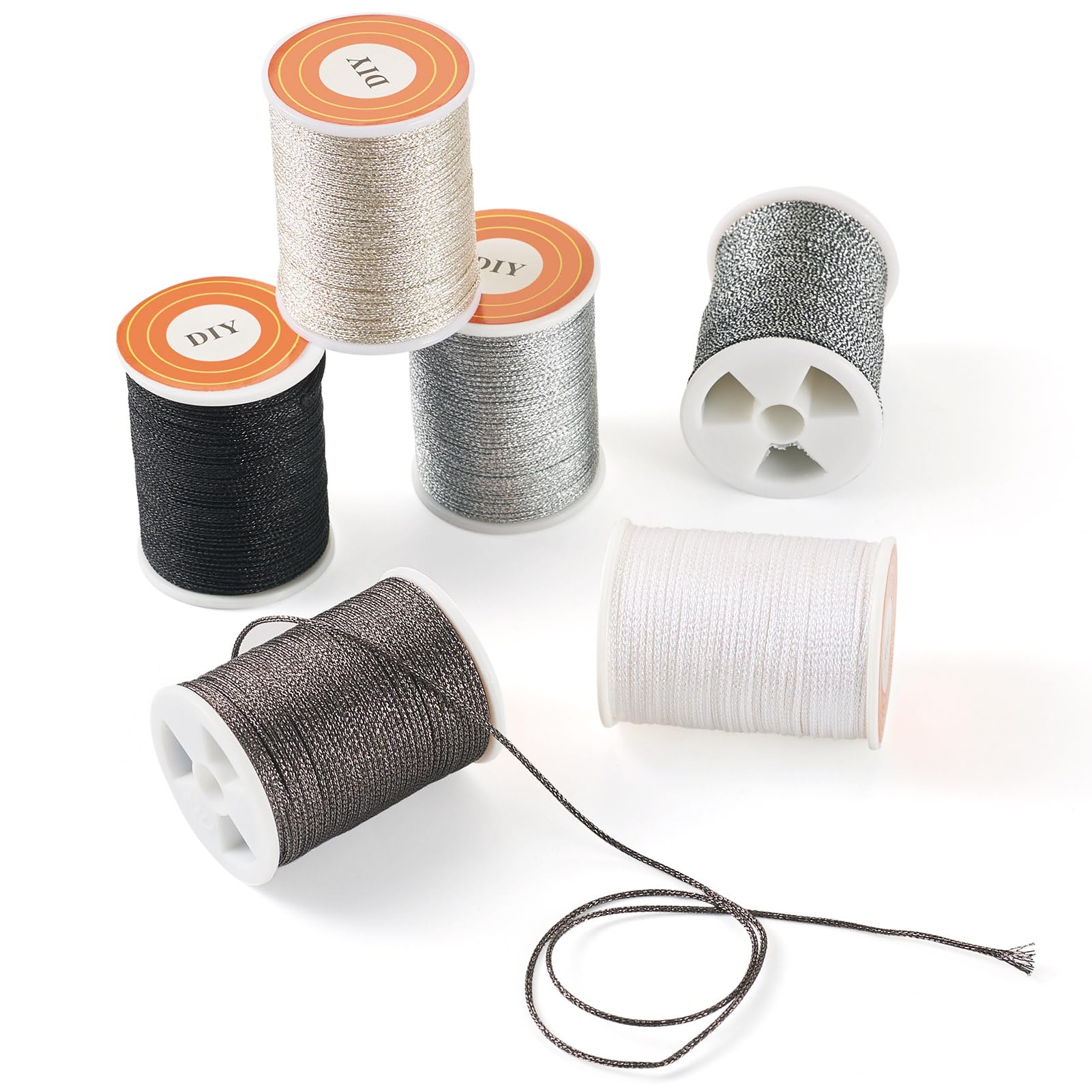 Spritewelry 42M 6Colors Polyester Metallic Thread 1mm Glitter Jewelry Braided Thread Beading String for Crafts Embroidery Friendship Bracelet Jewelry Making - Image 3