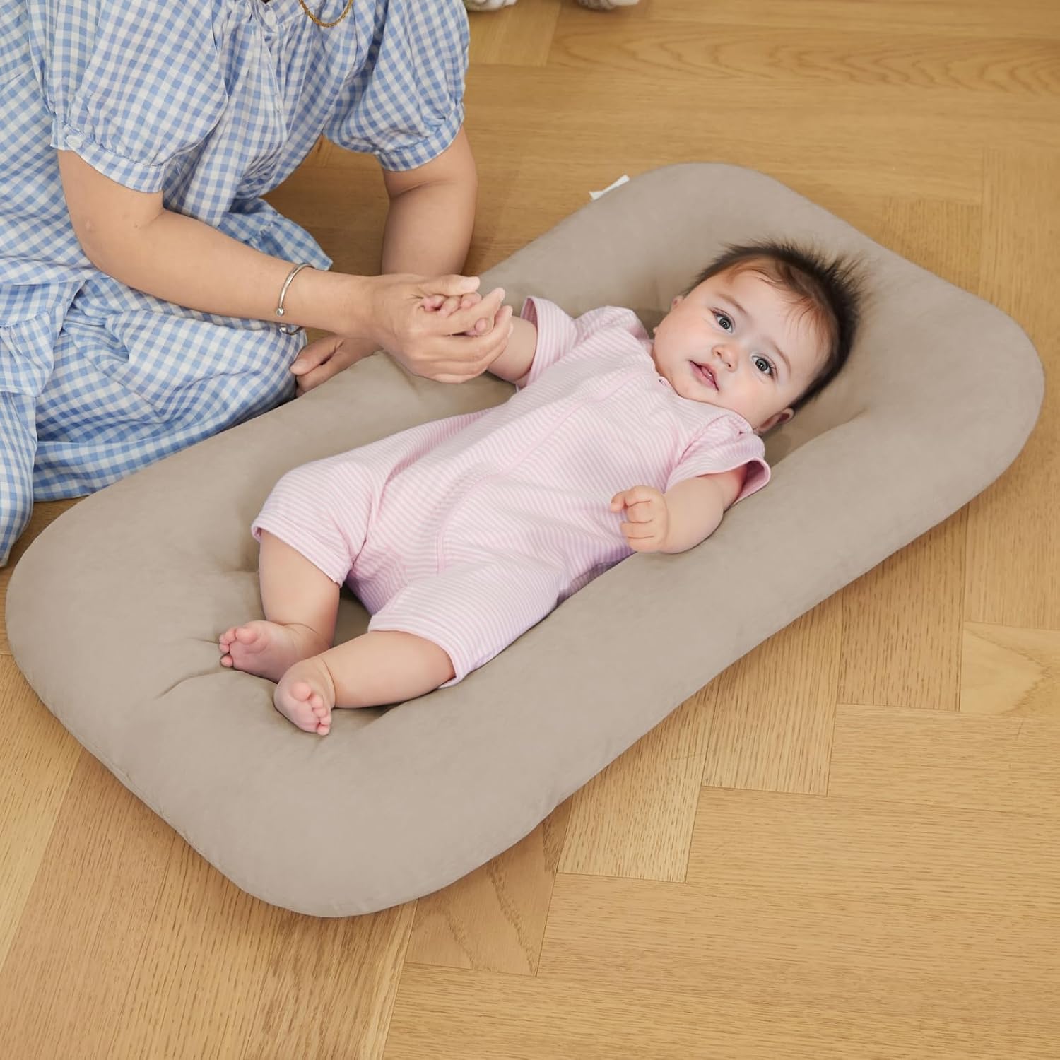 Baby Lounger for Infants Babies 0-12 Months, Bionic Organic Lounger, Soft Cotton Breathable Infant Floor Seats & Loungers for Newborn Baby Shower Gifts