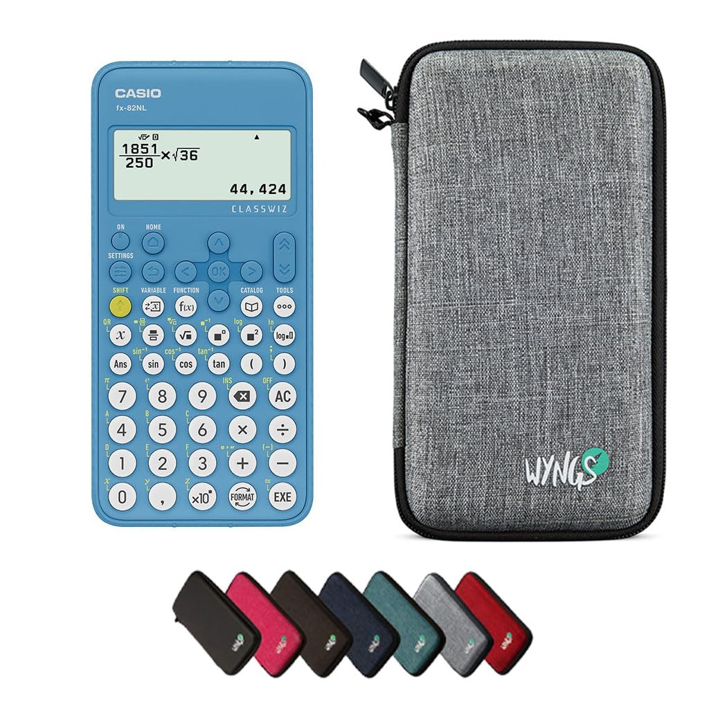 Casio FX-82NL including a WYNGS protective case in Light Grey - Basic Set (Dutch)