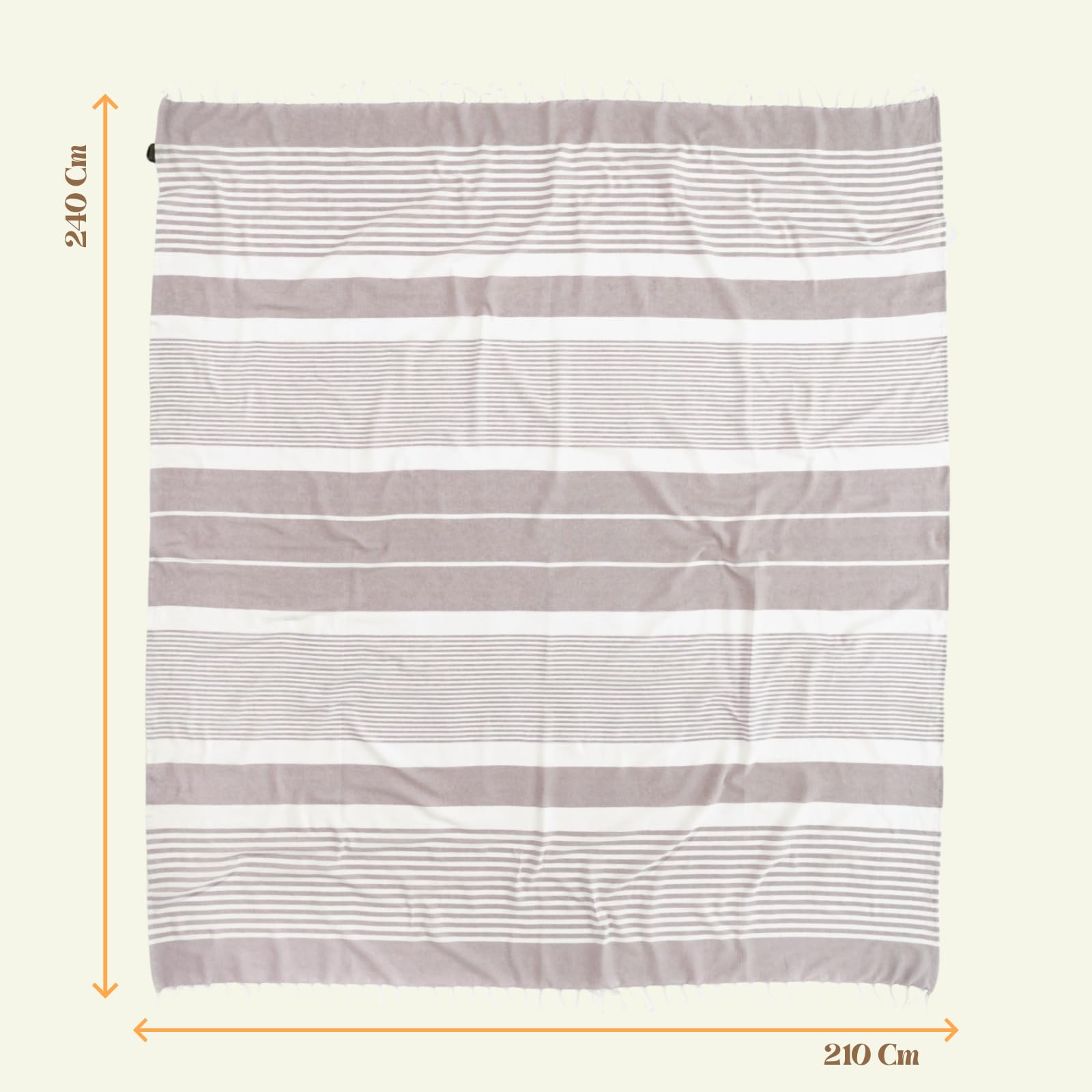 MOMOMUS Fouta XXL Stuoia da Spiaggia Antisabbia Boho Beige 210 x 240 cm