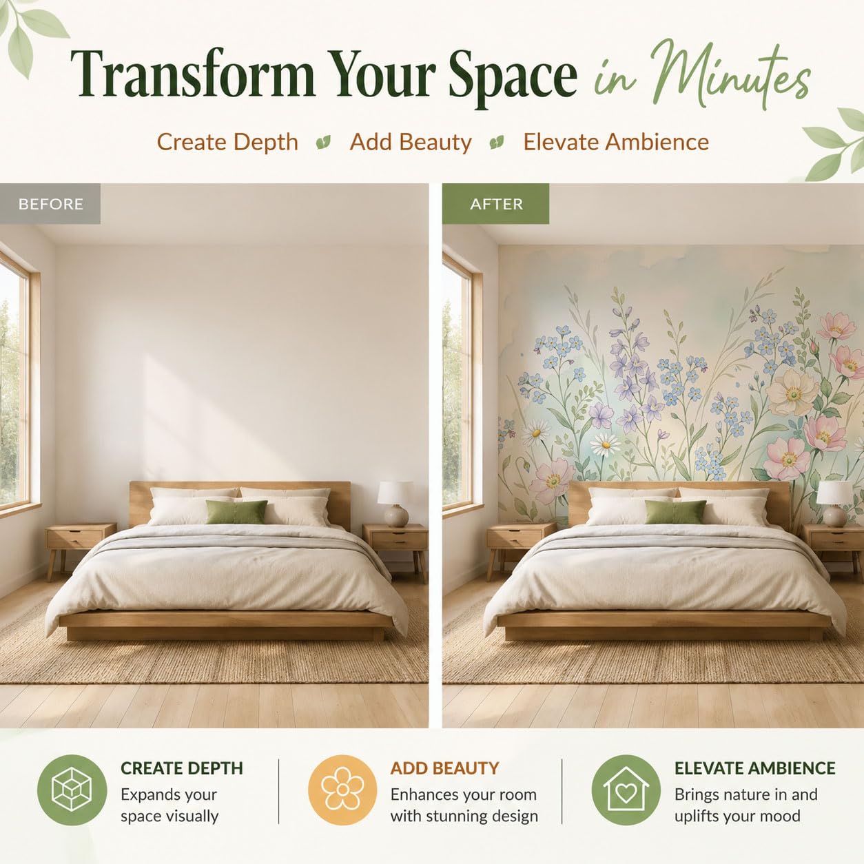 Carta Da Parati Fotografica Rosa Selvatica Fiore A Stella Blu, 350x256cm Fotomurali in Seta Fresco Ad Acquerello Decorazione da Muro Poster Gigante per Camera Da Letto e Sfondo TV Decorazione