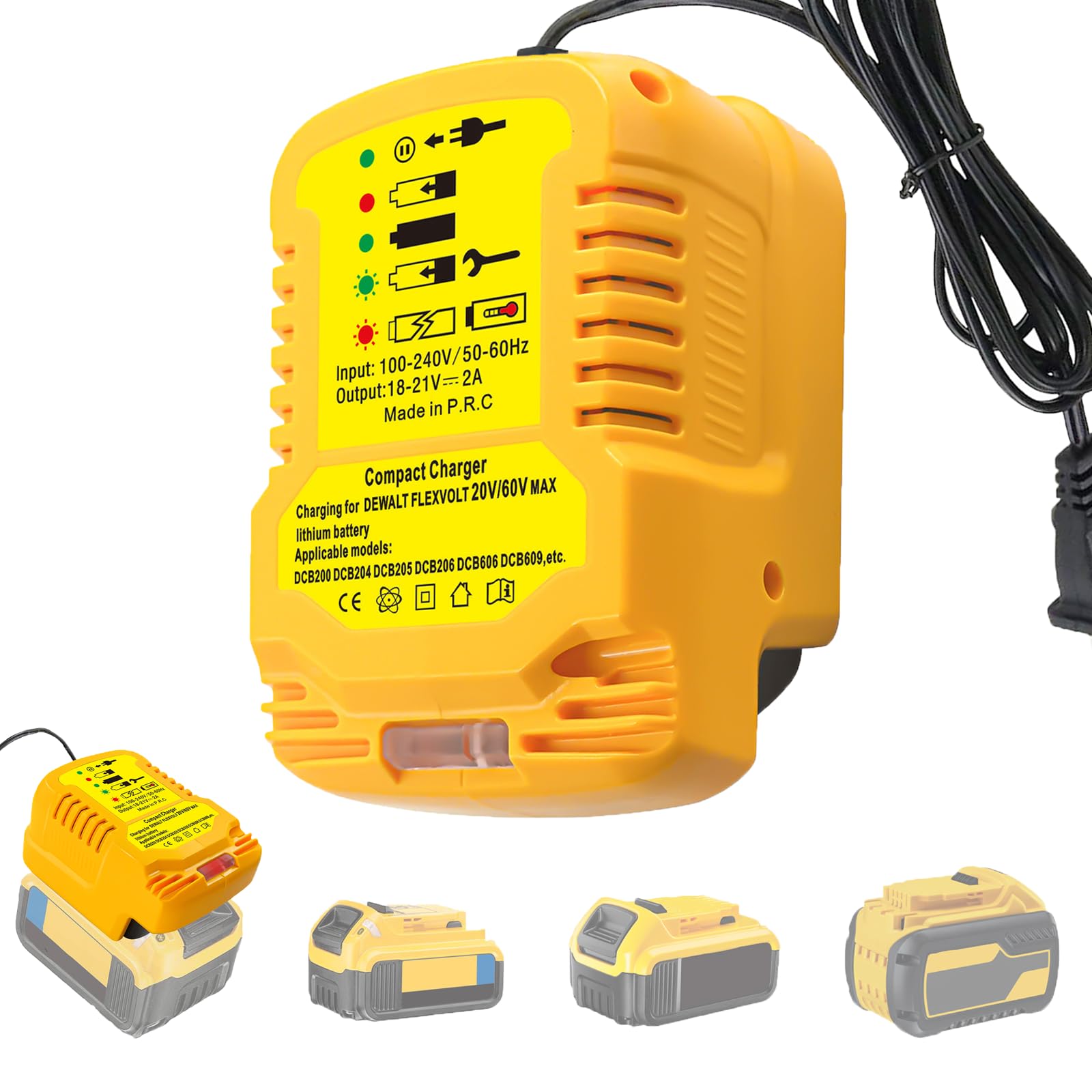 HXTMOJU 20V Battery Charger Repalcement for Dewalt 20V Lithium Battery Charger Compatible with DeWalt 18V/20V Max DCB201 DCB204 DCB207 DCB206 DCB203