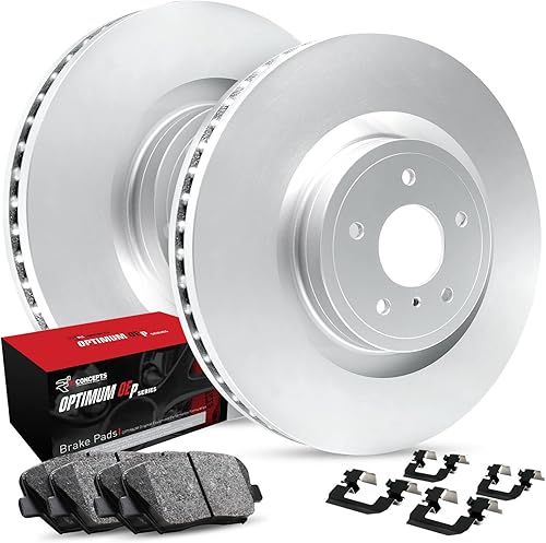 R1 Concepts Rotores de freno delantero de carbono + pastillas y kit de hardware Optimum OEp 1PB.31023.47