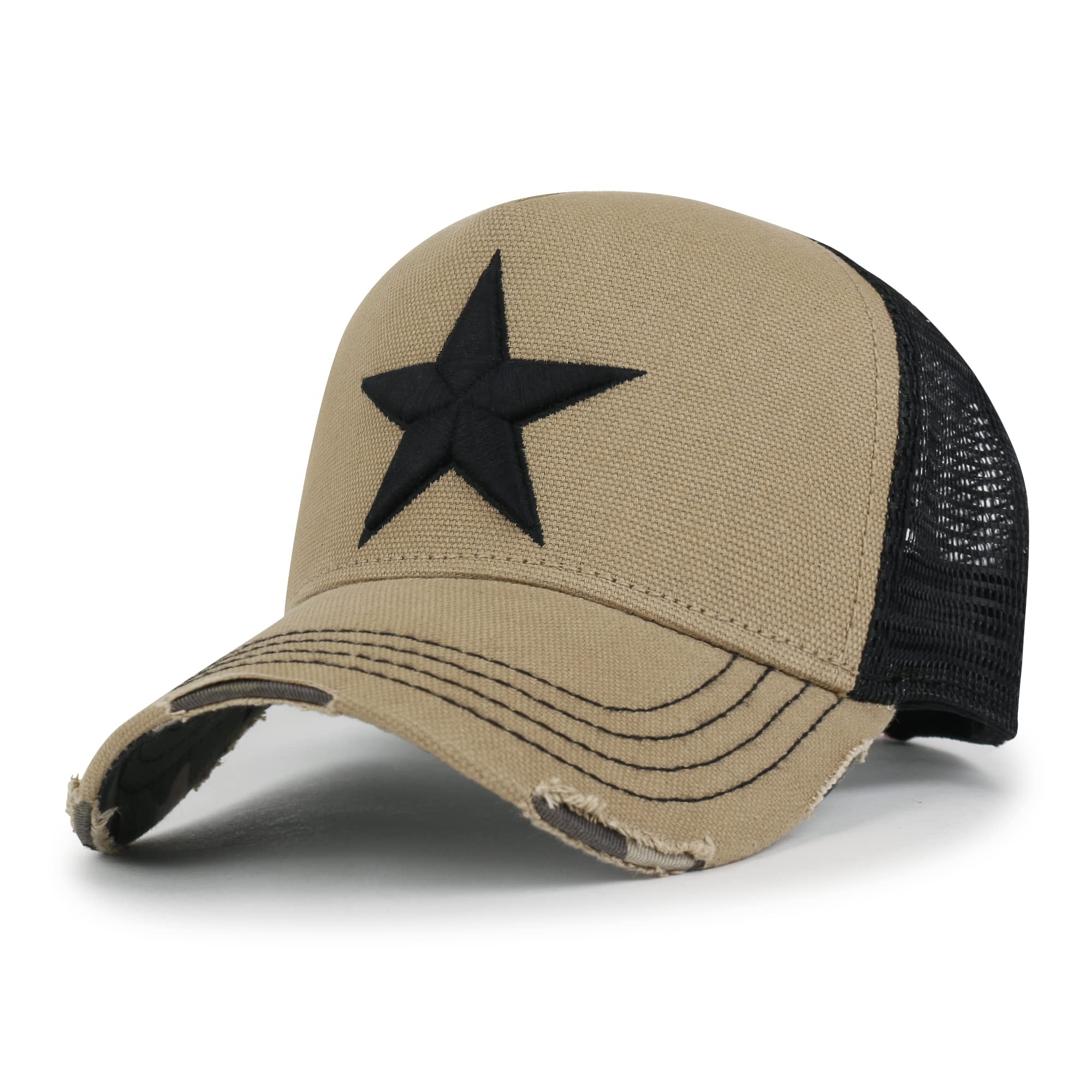 ililily Star Embroidery Black White Trucker Hat Cotton Baseball Cap product thumbnail 2