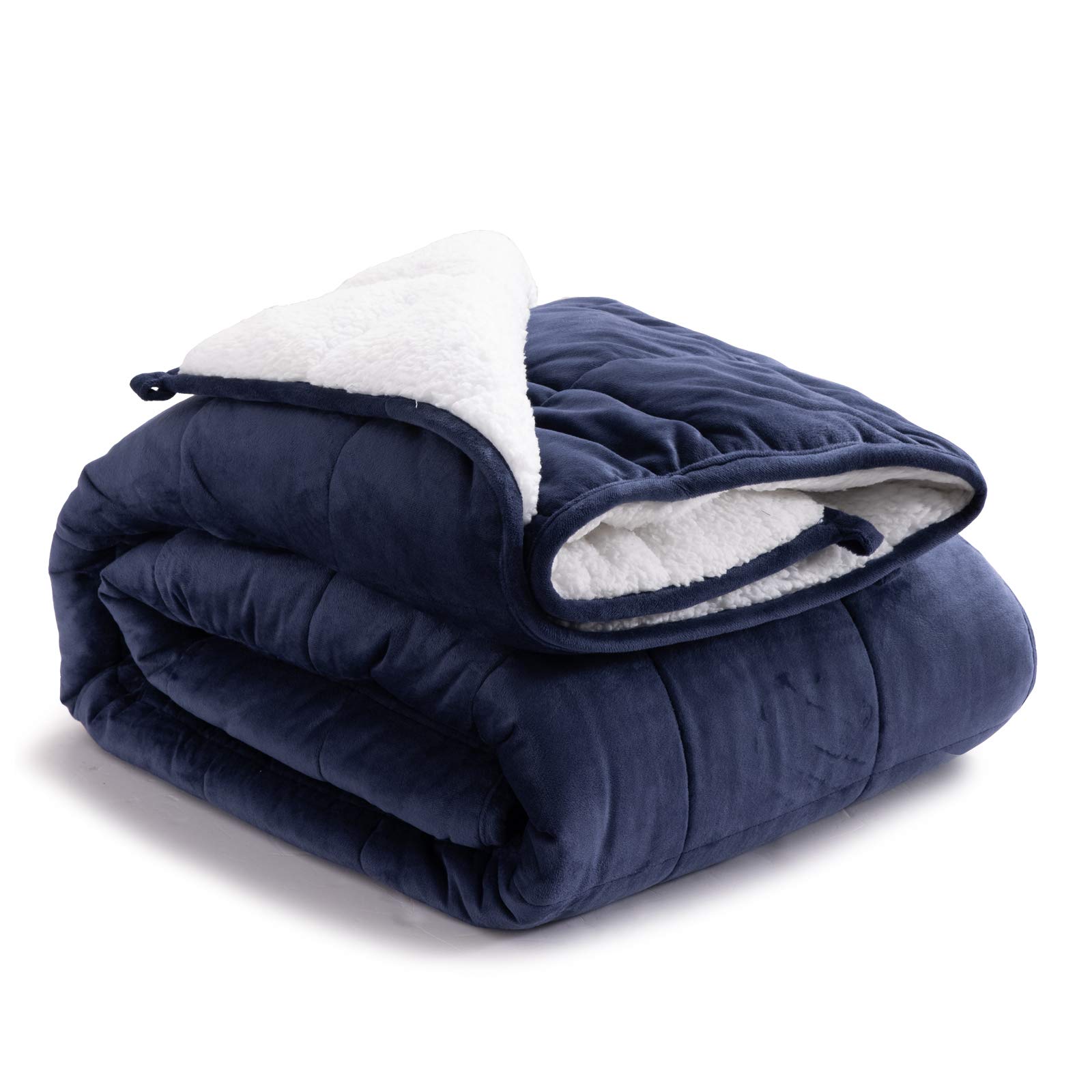 Bedsure Sherpa Fleece Weighted Blanket Queen Size 15 pounds for Adults - Soft Heavy Blanket with Premium Glass Beads