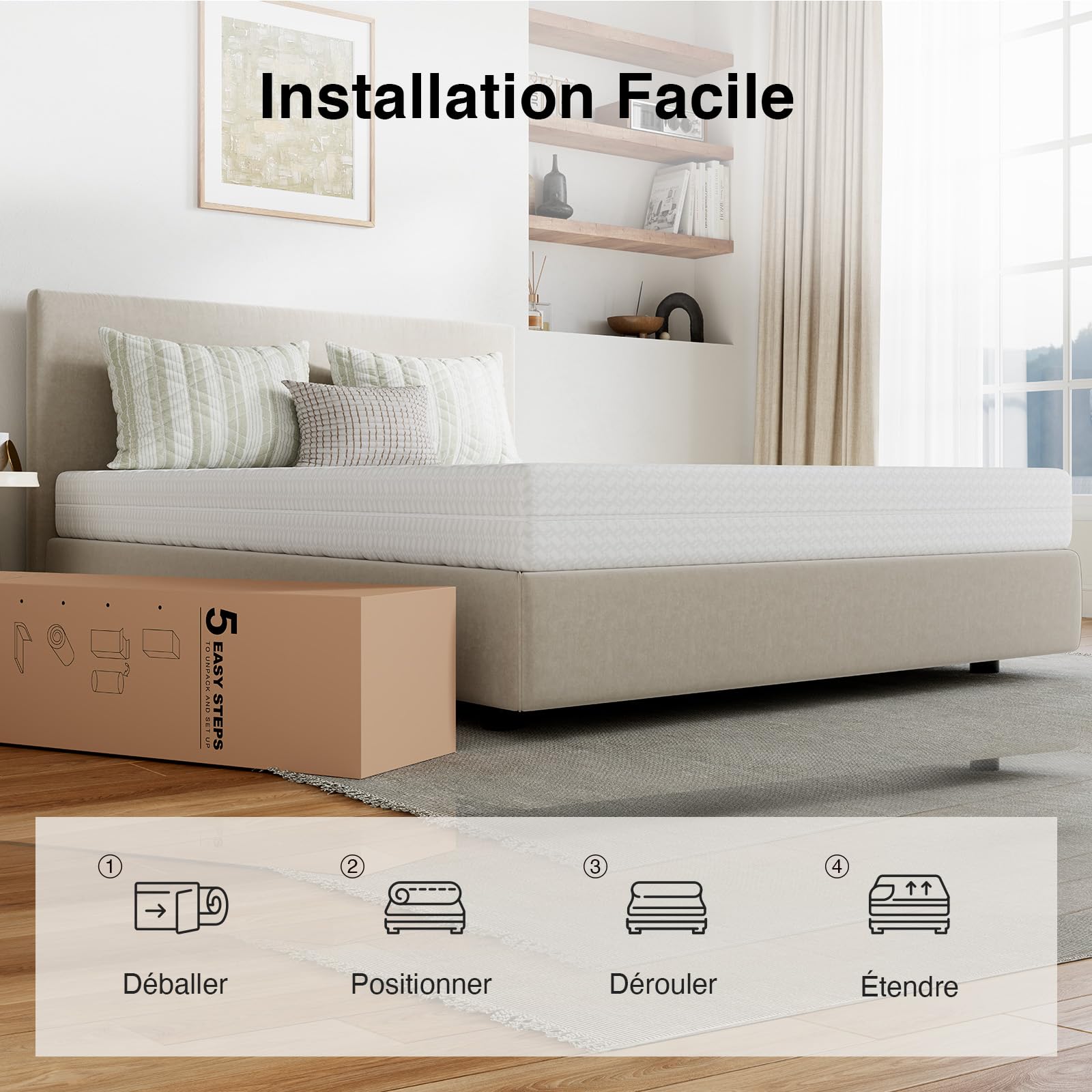 Novilla Matelas 140x190 cm, Matelas Mousse à Froid de 14 cm d'Épaisseur, 7 Zones de Confort pour Soutien Ergonomique, Housse Respirante et Déhoussable Lavable, Certifié Oeko-TEX & CertiPUR-US