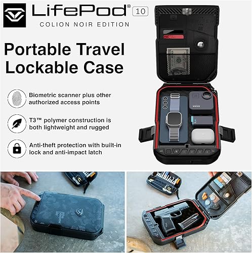 Vista 16 de Vaultek - Caja fuerte portátil, resistente al agua, texturizada, electrónica, ideal para guardar y organizar pertenencias valiosas o armas