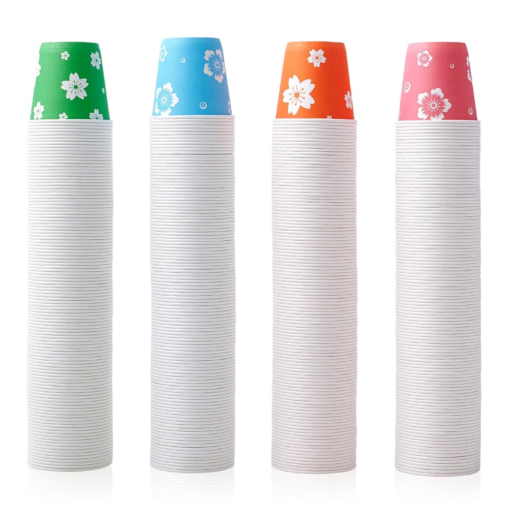 LITOPAK 400 Pack 3 oz Disposable Bathroom Cups, Colorful Small Disposable Paper Cups for Parties, Picnics, Barbecues, Travel and Events