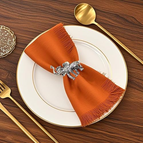 Miniatura 3 de Juego de 12 servilleteros de elefante plateado para Navidad, Halloween, Acción de Gracias, servilleteros de animales para baby shower, jardín,