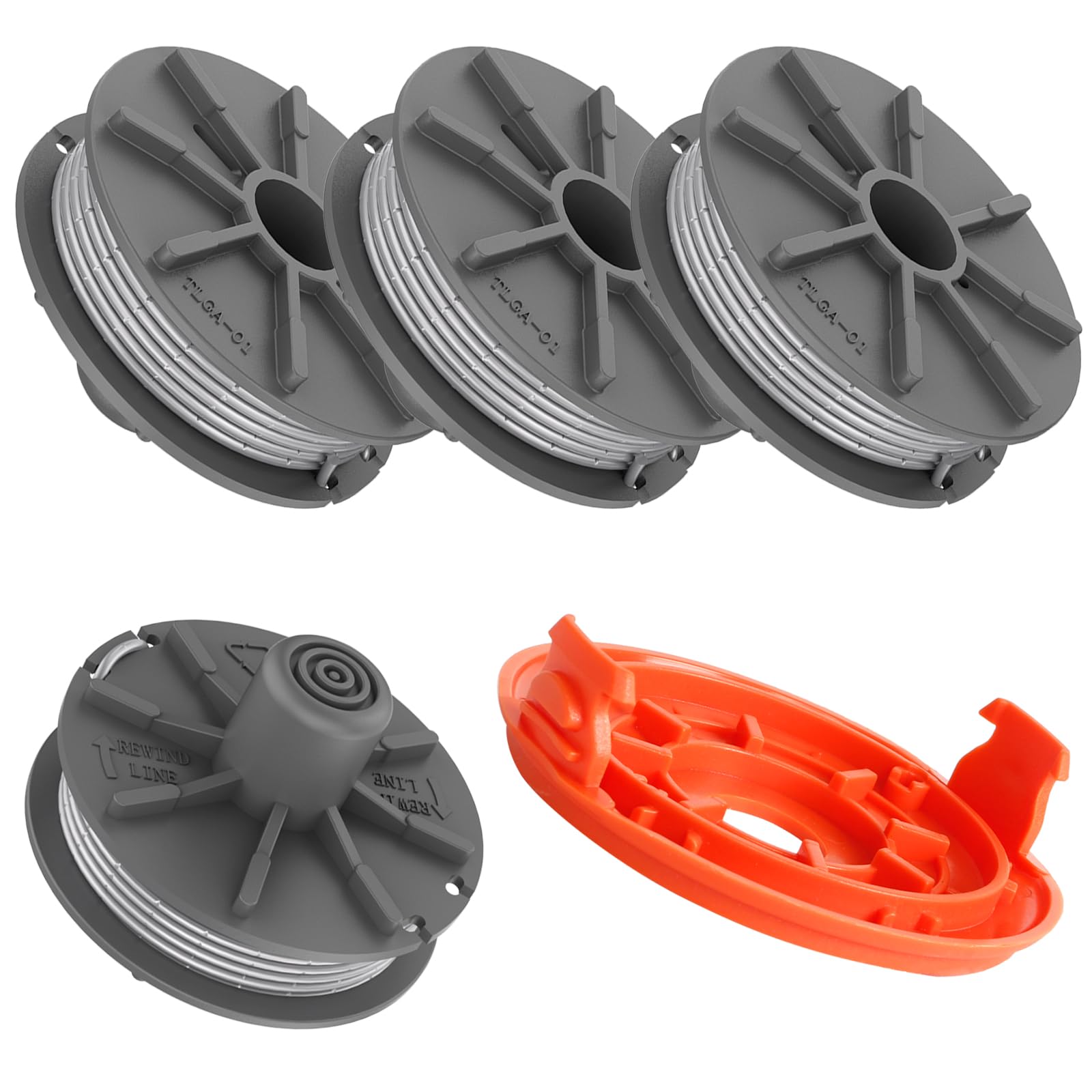 Linia szpuli do podkaszarki do Gardena 05307-20, 1,65 mm, 6,1 m, szpule, kompatybilna z Art 8846-8848 Art 9805-9809, zapasowa szpula z nasadką (4 szpule + 1 nasadka)