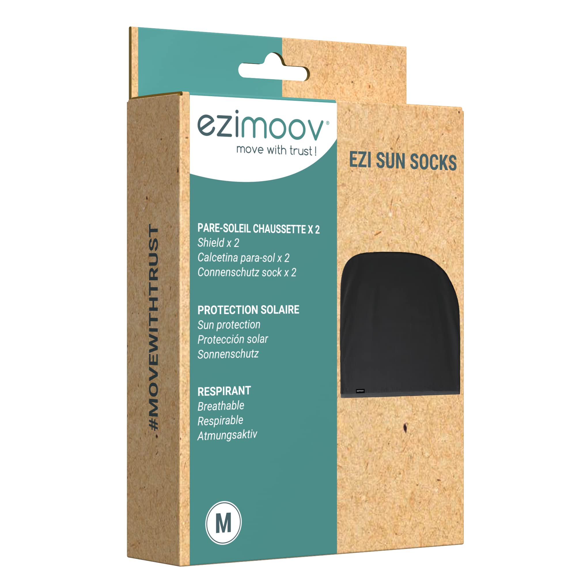 Pare-Soleil Voiture Chaussette pour Enfants - Lot de 2 - Enfilage Facile sur Les Portes Arrières - Protège de la Chaleur du Soleil et des Insectes - Emballage Recyclé - Taille M
