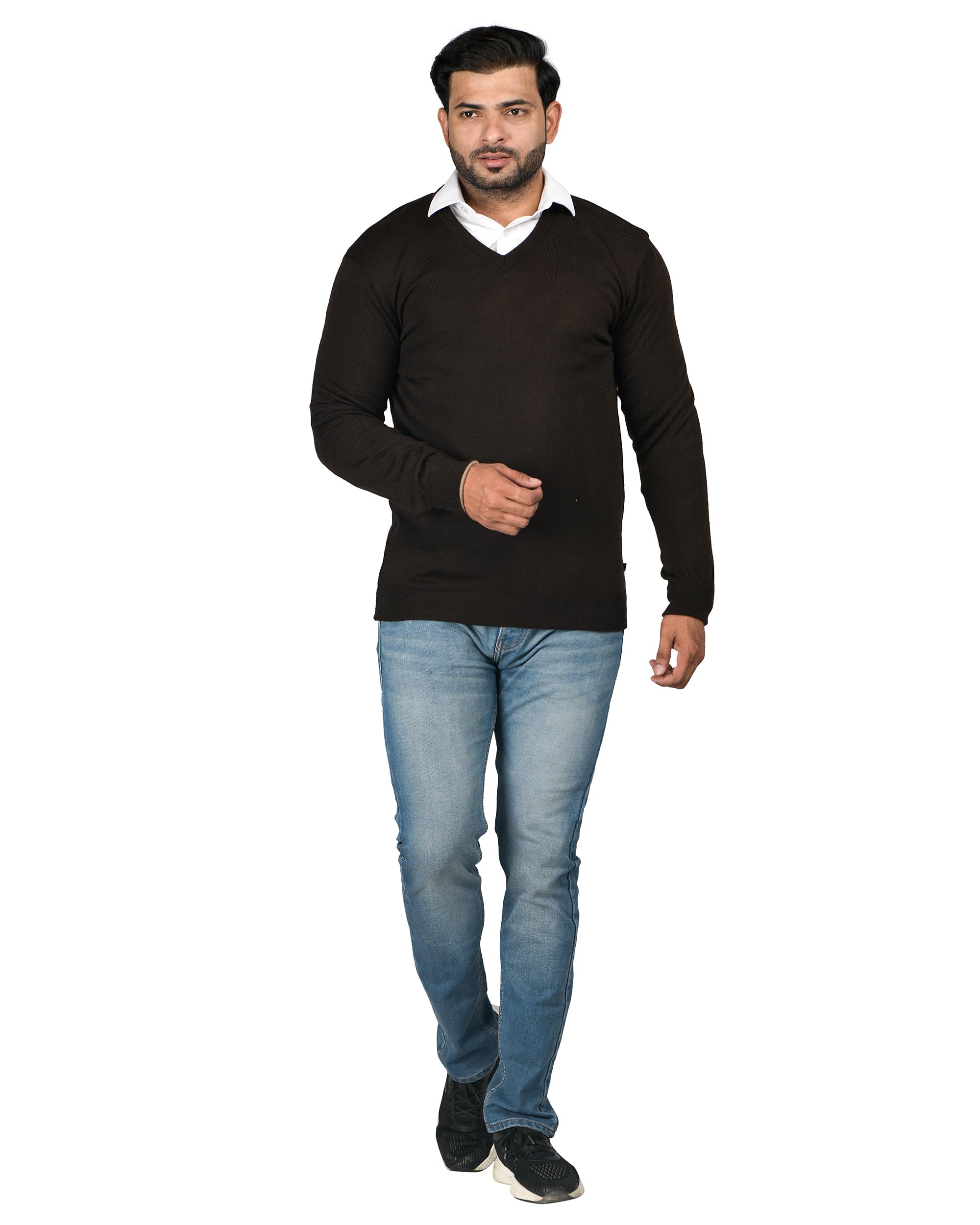 glc//09 Guy London Solid Brown-Coffee Winter Wear Reversible Solid Full Sleeve V-Neck Sweater for Men l Winter Wear Sweater for Men l Sweater for Men (S-5200)-picture-33