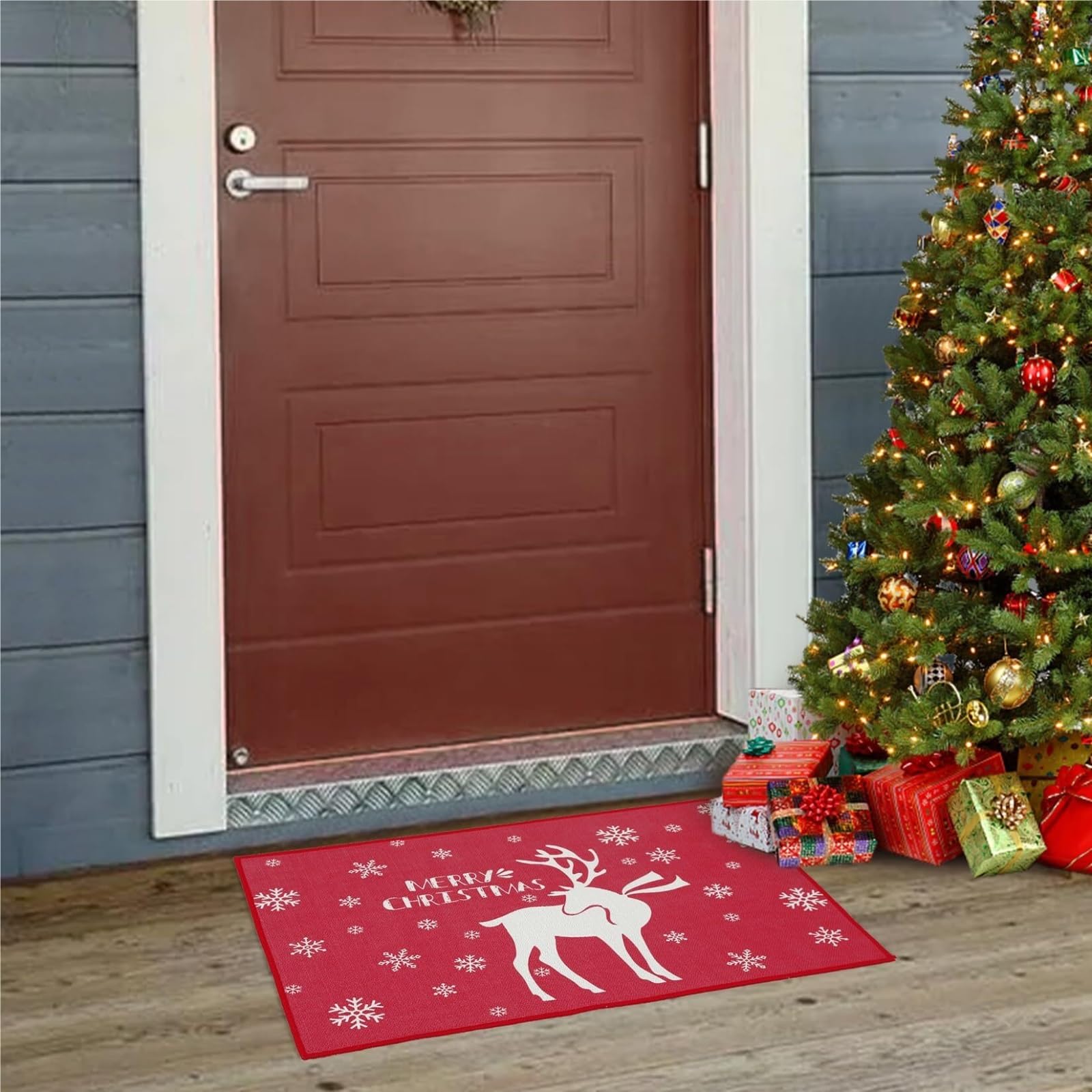 Zerbino Tappetino di Benvenuto for Porta D'ingresso Natalizia, Decorativo for Ingresso Interno Ed Esterno per L'Ingresso(60x90cm)