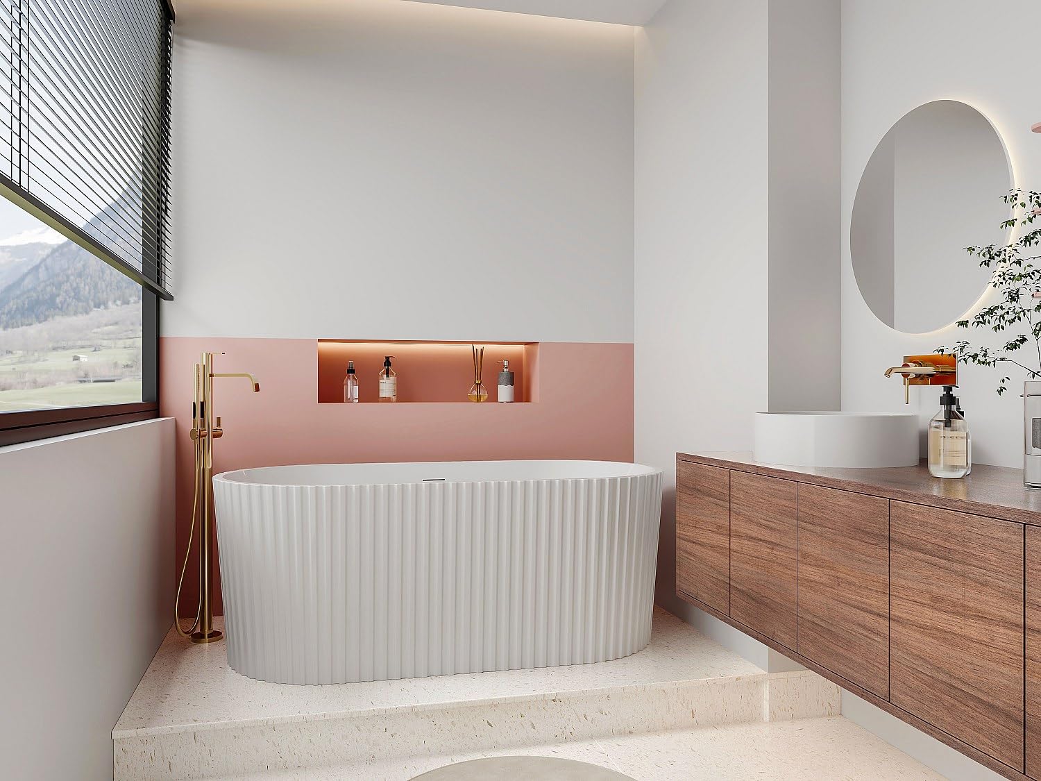 Vente-unique - Vasca da bagno freestanding 1 posto Aliena - acrilico - bianco