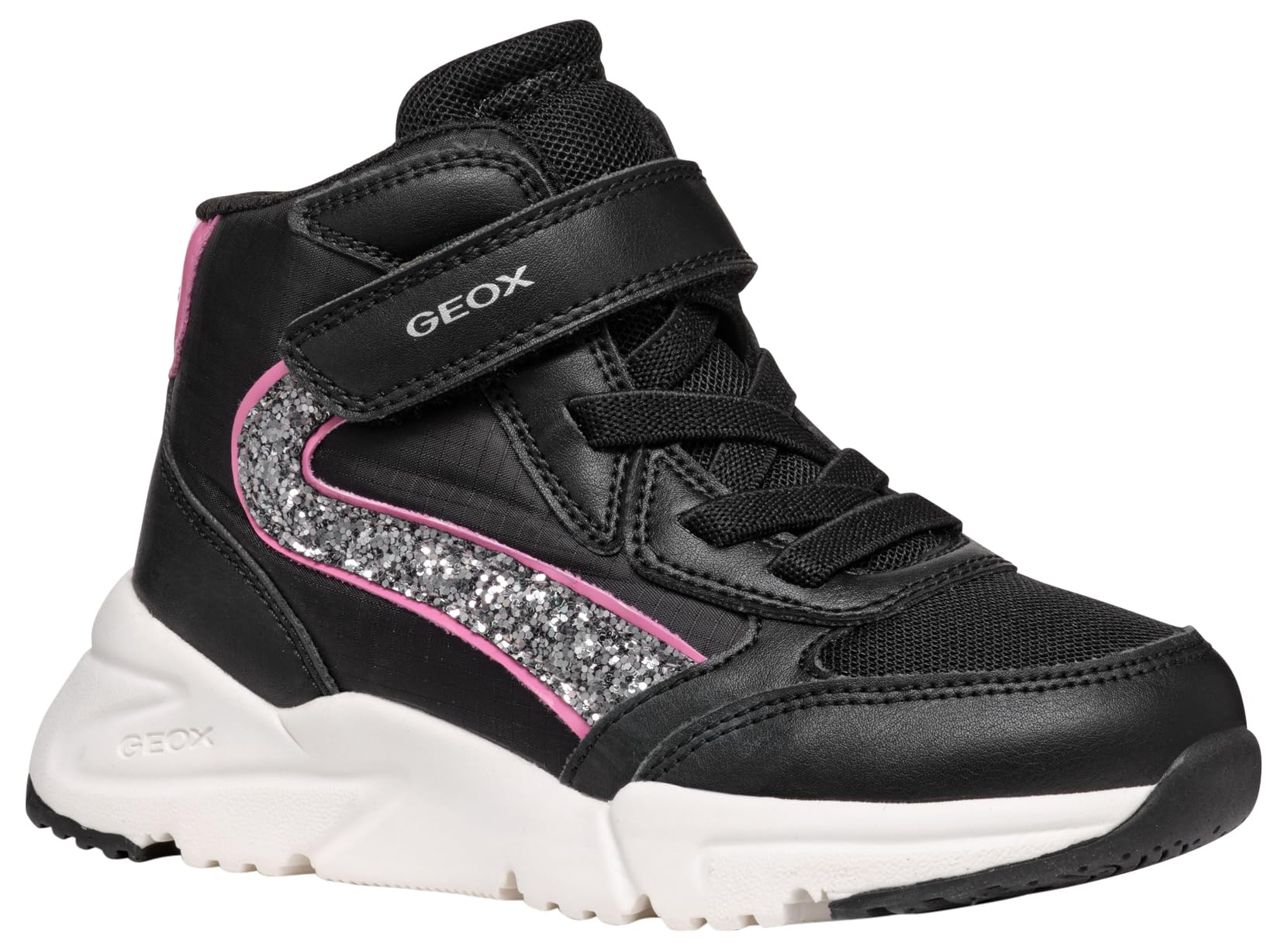 Geox J Loftus Girl D Sneaker, Black, 10 UK Child