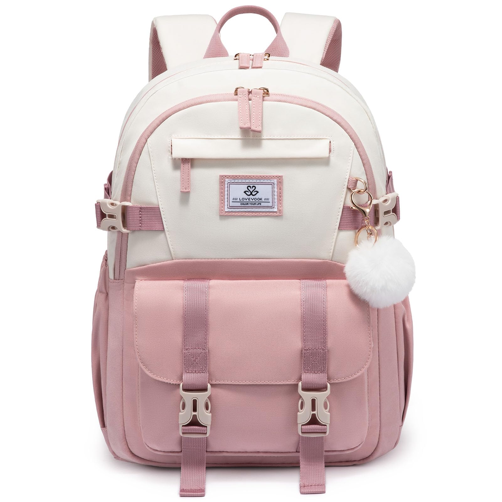 LOVEVOOK Schulrucksack Teenager Mädchen 10-18 Jahre, Rucksack Damen Multi-Tasche, Wasserdicht Schulranzen Schultasche 5. klasse, School Bag Daypacks für Schule Uni