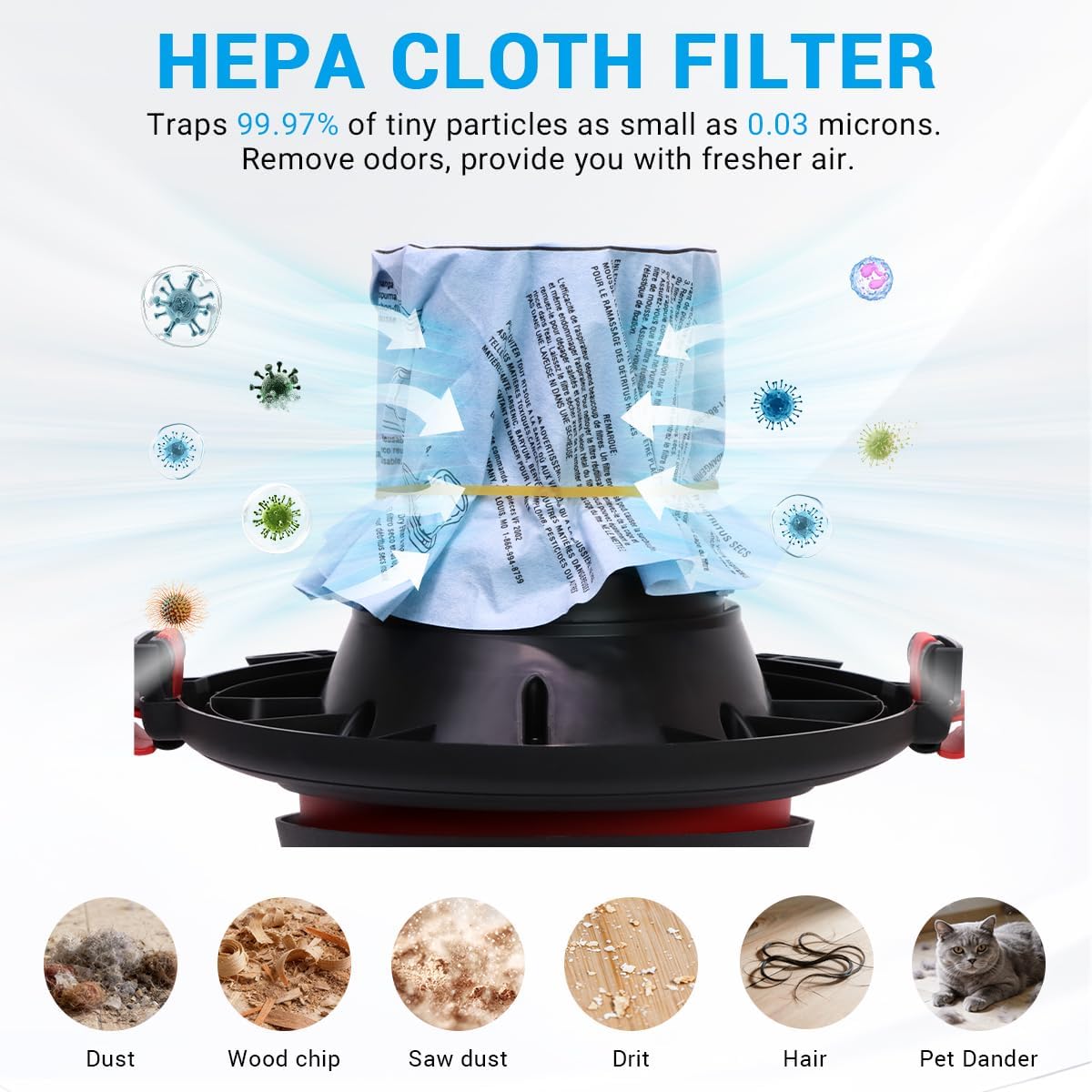 8 Pack 90107/90137 Reusable Dry Filters and 4 Pcs 90585 Foam Sleeve Filter Kit Replacement for Shop Vac 5 Gallon and Above Wet/Dry Vacuum, Part# 9010700, 9013700, 9058500, with 6 Retaining Bands