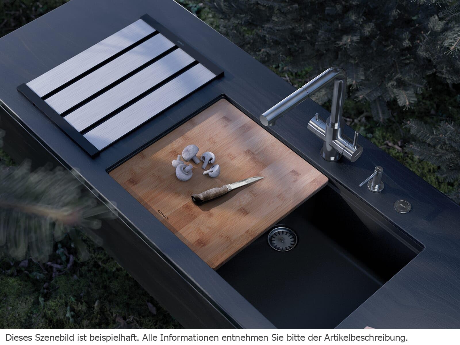 Schock Design Abtropfgitter in gebürstetem Edelstahl Look (629725EDM)