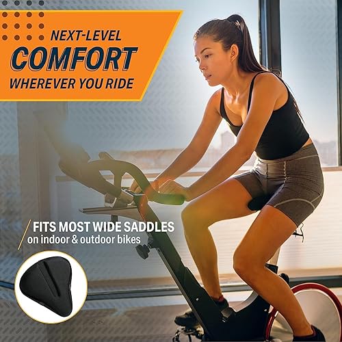 Miniatura 3 de Bikeroo - Cojín de asiento de bicicleta funda acolchada de gel para asiento de bicicleta compatible con Peloton ajustable para hombres y mujeres
