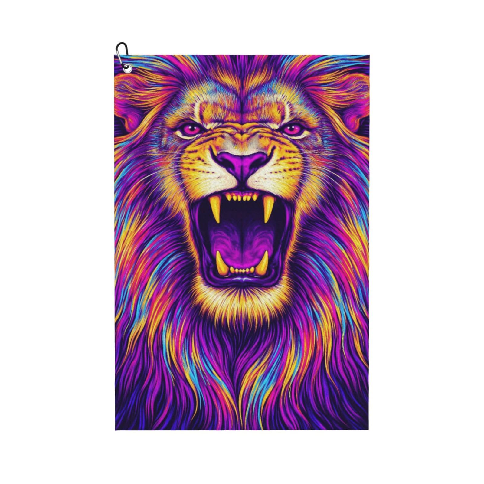 BSDFGSDD Trippy Animal King Cool Lion Art Golf Towel 24 x 16 inches