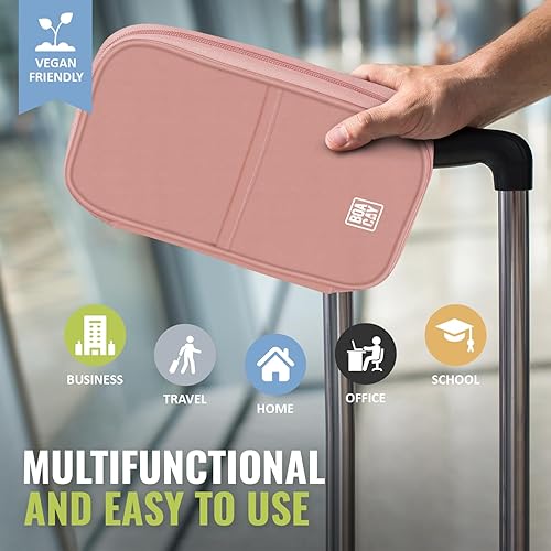 Miniatura 6 de Organizador de documentos de viaje, soporte para pasaporte familiar, billetera premium para mujeres y hombres, funda portátil y plegable