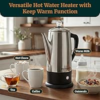 Vista 6 de Elite Gourmet EC812 Cafetera eléctrica de 12 tazas con función de mantener caliente, perilla de progreso de preparación transparente, mango de tacto