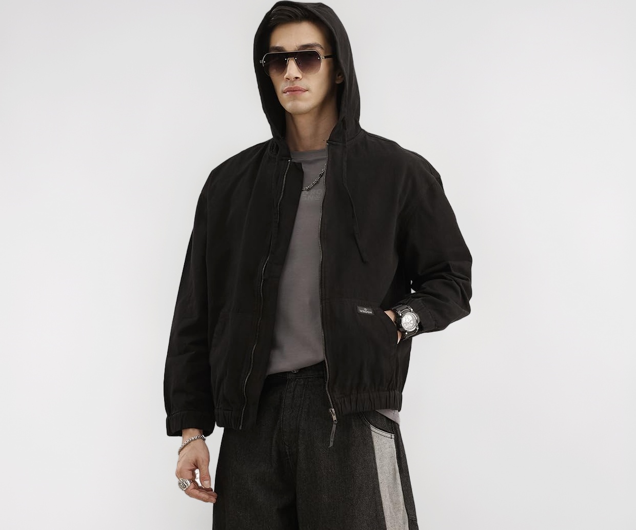 WROGN Men's Jacket Minimal Design Oversized Fit Black M - Image 1