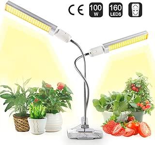 LED Grow Light, JEVDES 100W Plant Lights for Indoor Plants, 160PCS LED Dual Head Plants Growing Lamp, Sunlike Full Spectrum, Adjustable Gooseneck, for Seedling Growing Blooming Fruiting - coolthings.us