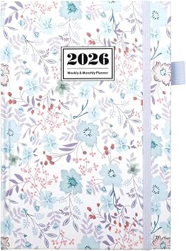2026 Planner - Weekly and Monthly Planning Book, January - December 2026, PU Imitation Leather Cover Calendar Planner - Double Line Binding, with Pen Holder, Monthly Tab, Elastic Closure, A5 5.8"x8.5