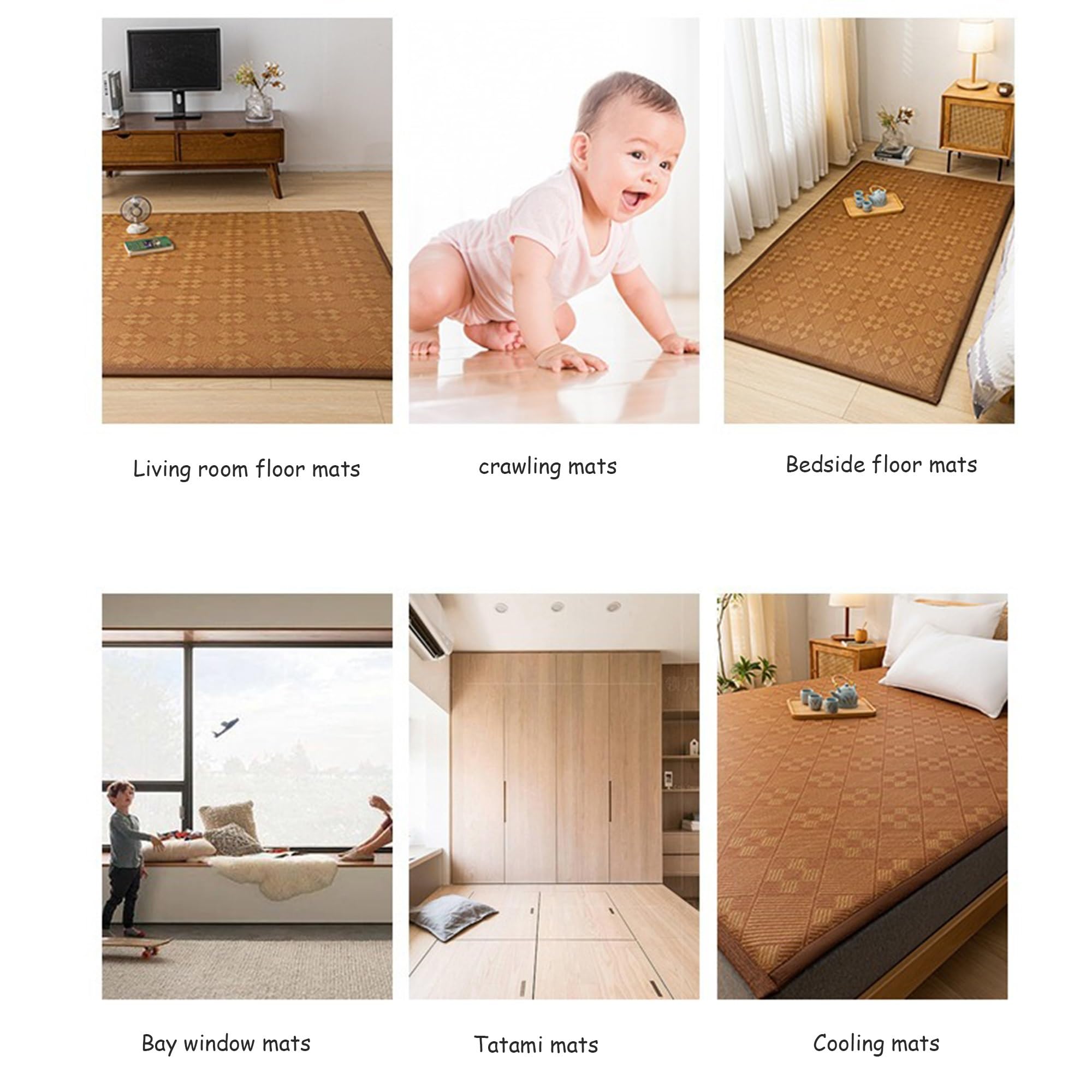 Materasso Tatami tradizionale giapponese, materasso da pavimento, materassi Futon Tatami in rattan naturale, tappetini da meditazione for pavimento, futon estivo traspirante for dormire, sedersi, yoga