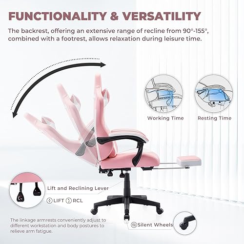 Miniatura 4 de YAMOBO Gaming Chair Pc Computer Gaming Chair with Footrest High Back Gamer Chair Big and Tall Ergonomic Gaming Chair with Headrest and Lumbar