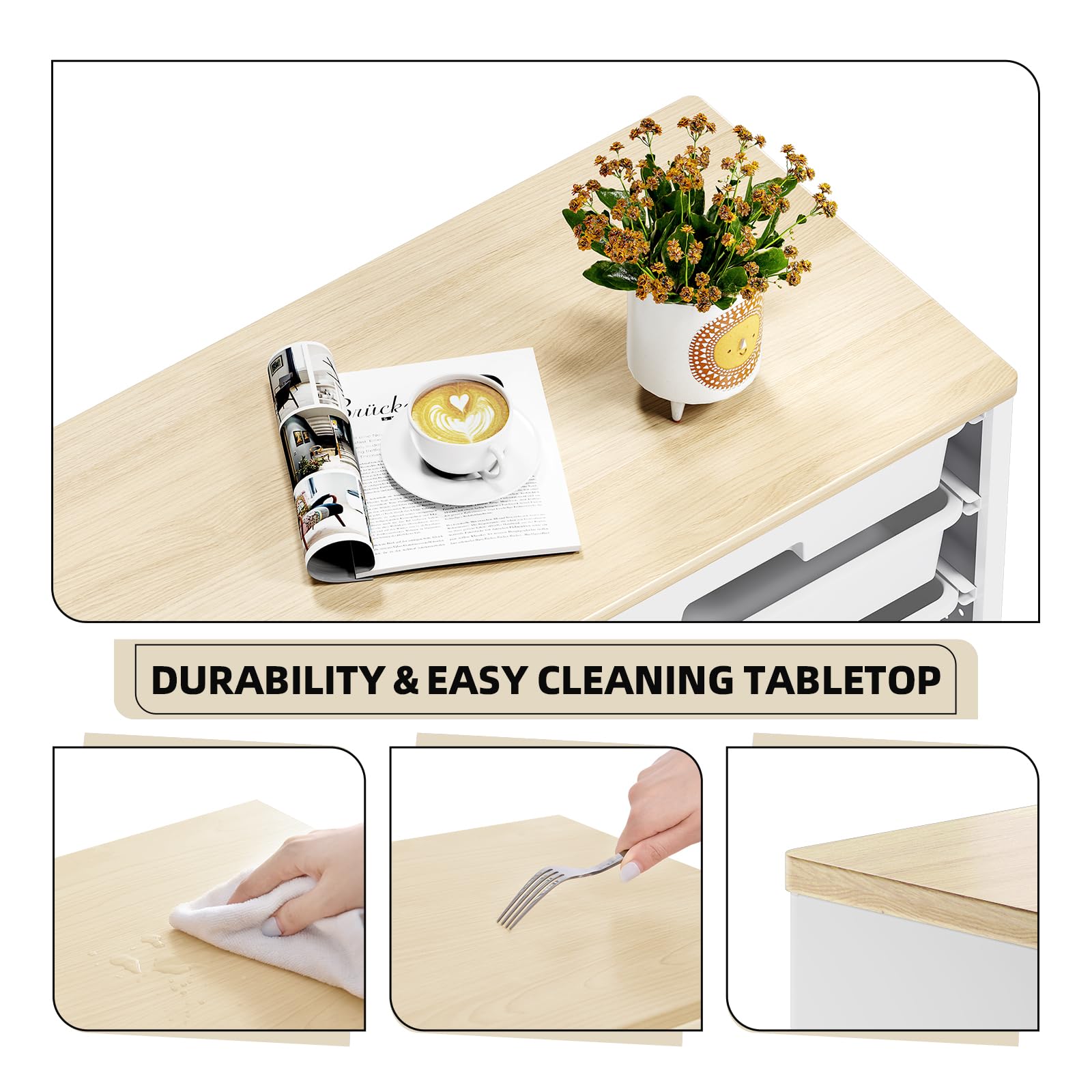 Storage Cabinet with 12 Drawers, Home Storage With Wooden Tabletop, Cube Storage Organizer for Living Room, Bedroom, Classroom, Office, Playroom, Craft Room, (White)