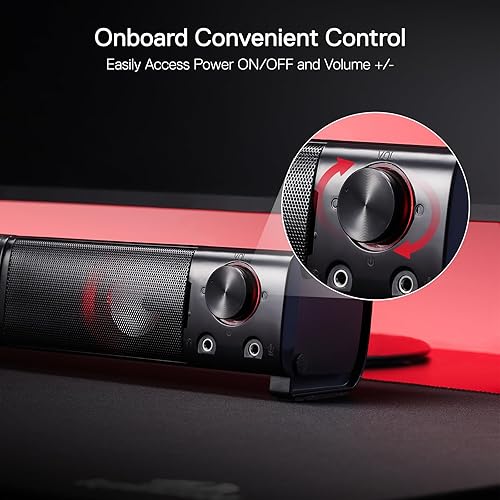 Miniatura 4 de Redragon GS550 - Altavoces para juegos de PC, barra de sonido de computadora de escritorio de 2.0 canales con tamaño maniobrable compacto, conector