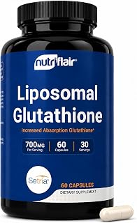 NutriFlair Liposomal Glutathione Supplement 700mg with Setria®, 60 Capsules | Made in USA • Setria® Reduced Glutathione • Liposomal Formula • Antioxidant & Cellular Support • 30-Day Supply