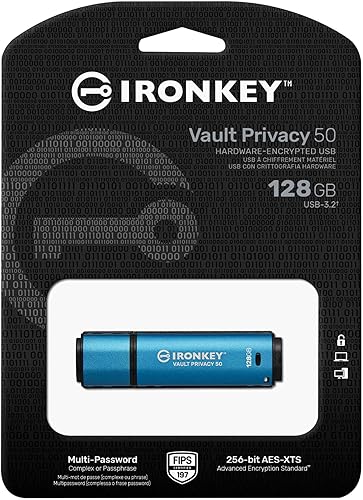 Miniatura 3 de Kingston IronKey Vault Privacy 50 128GB USB cifrado | FIPS 197 | AES-256bit | Protección contra ataques BadUSB | Opciones de contraseña múltiple |