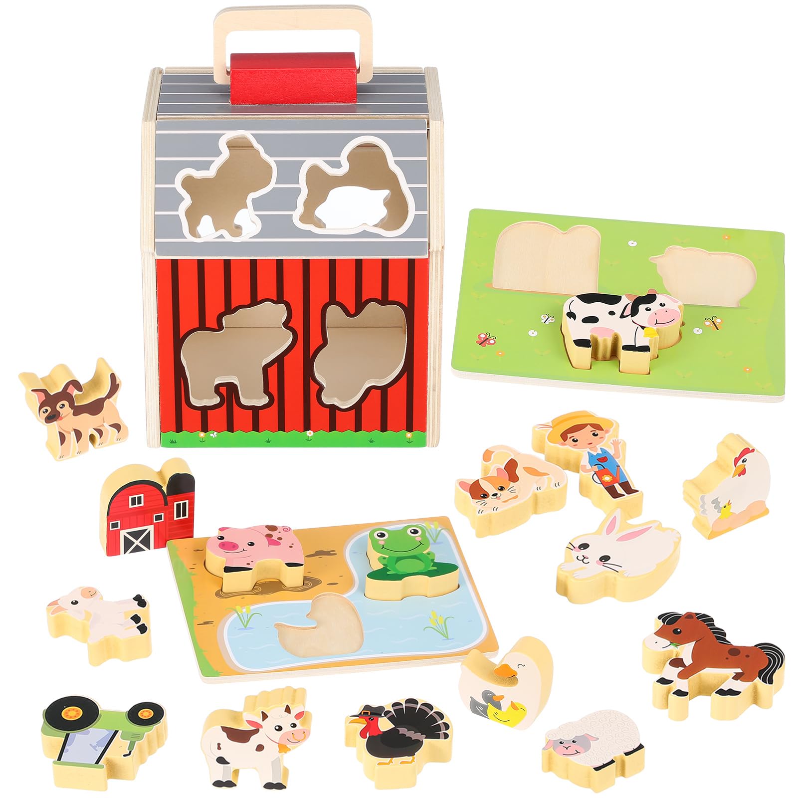 BESPORTBLE Juguete de Animales de Granja de Madera, 1 Set, Montessori | Juguetes de Aprendizaje Preescolar, Decoracion Colegio, para Niños de 2 a 5 Años