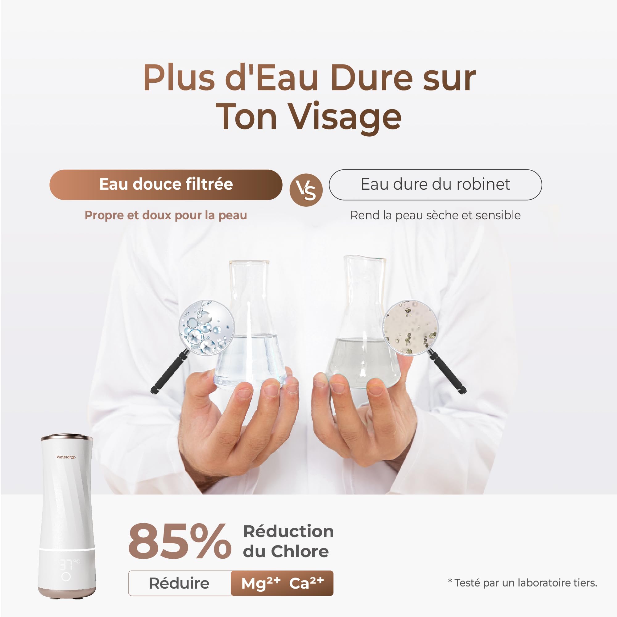 [Nouvelle Arrivée]Waterdrop Skincare Nettoyant Visage BFC2, Eau Douce pour un Nettoyage du Visage en Douceur, Nettoyage en Profondeur, Réduction du Chlore, Boost d'Hydratation, Étanche