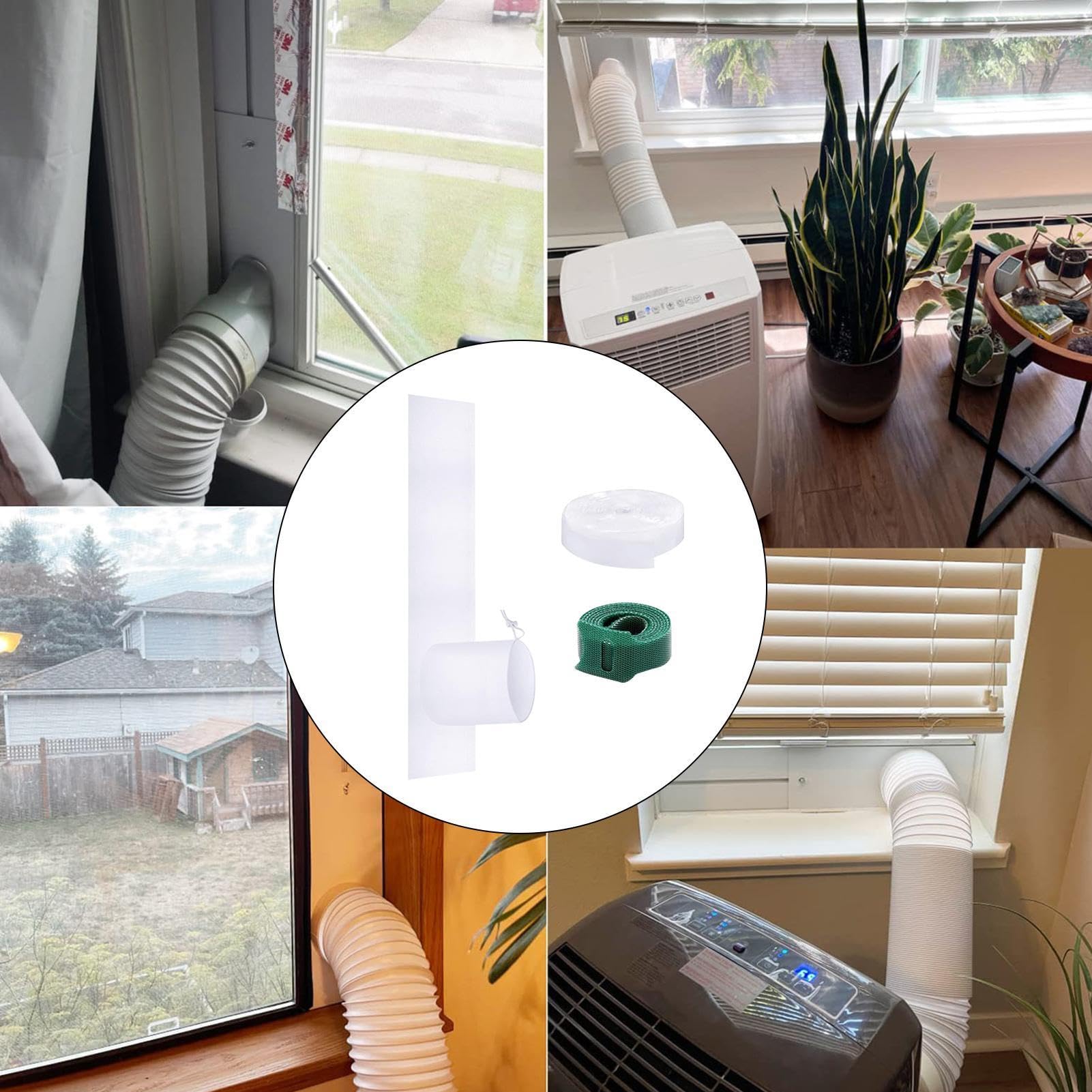 Kit Di Tenuta Per Finestra Per Condizionatore Portatile | Set in Tessuto per Sigillatura Ventilazione - Accessorio Portatile Flessibile Per Risparmio Energetico Per Soggiorno Casa
