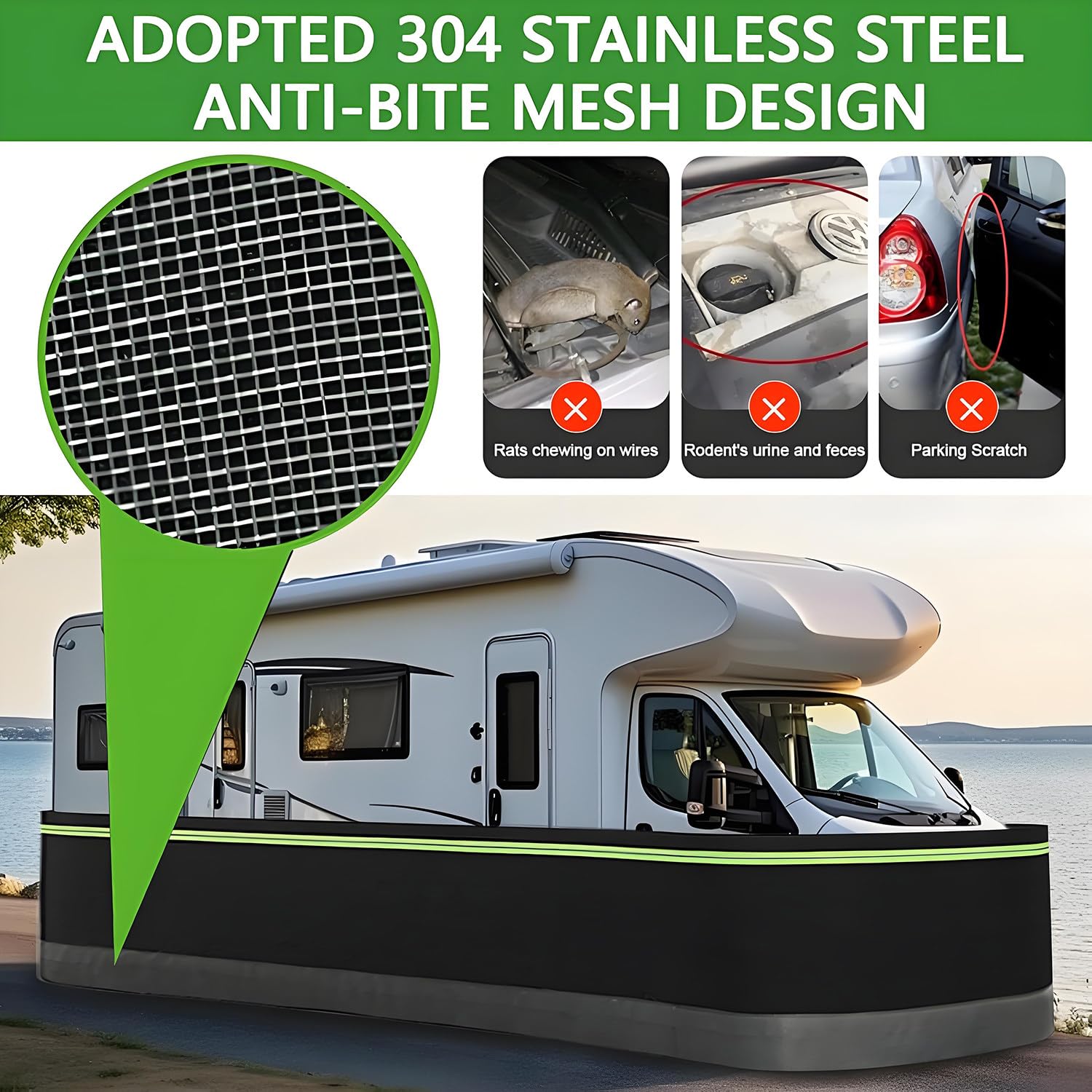 Faldón de rueda de caravana resistente con cierres de y placas de metal para una fácil instalación y protección segura en exteriores y patio