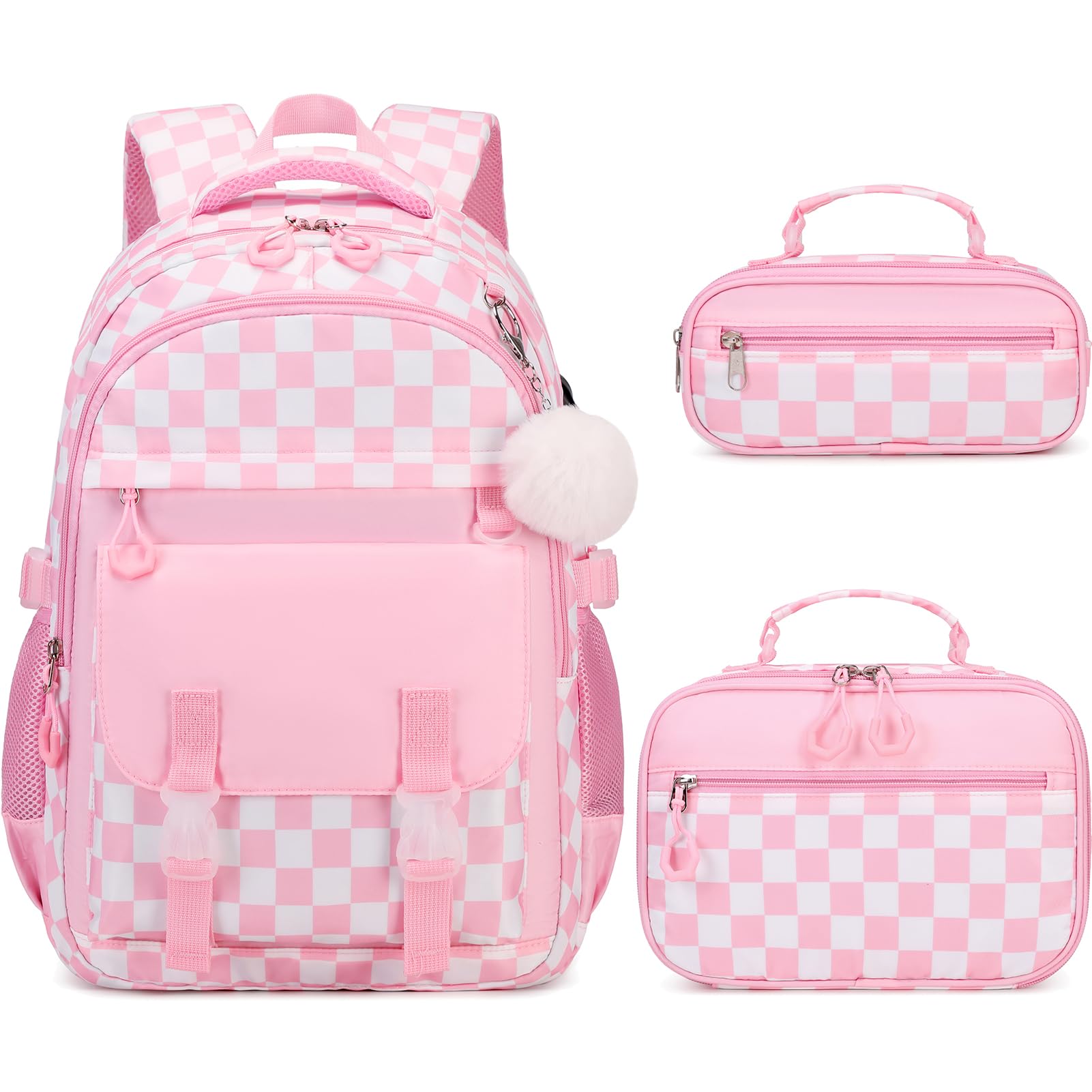 Scothen Backpack for Girls, 3PCS Girls Backpack for School with Lunch Bag Pencil Case, Kids Bookbag Kindergarten Elementary Middle School Bag with USB