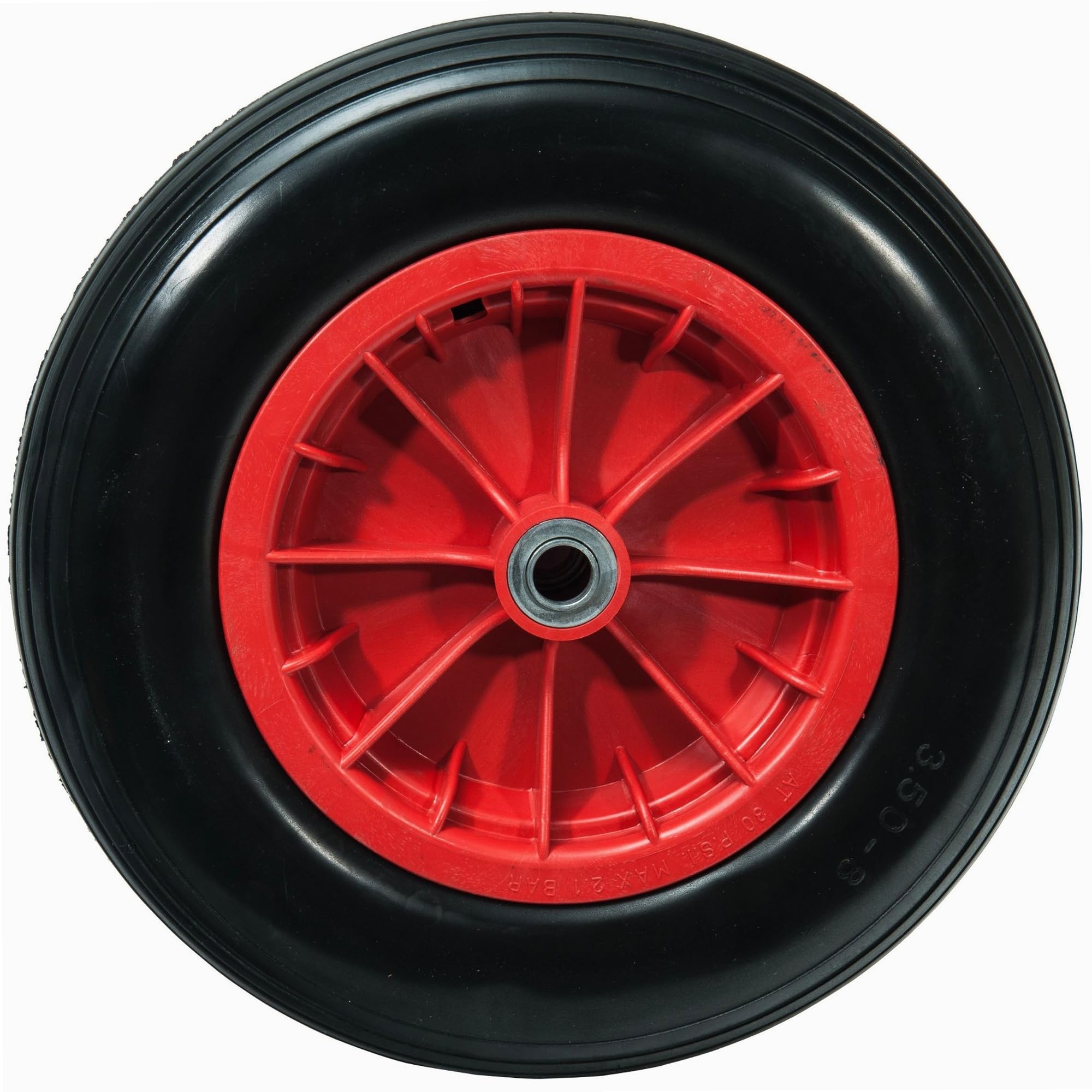 WERKA PRO Roue increvable 14'' (360x85 mm) avec alésage de 20 mm, idéale pour brouettes et chariots, conçue pour une durabilité exceptionnelle et une adhérence optimale, Rouge.
