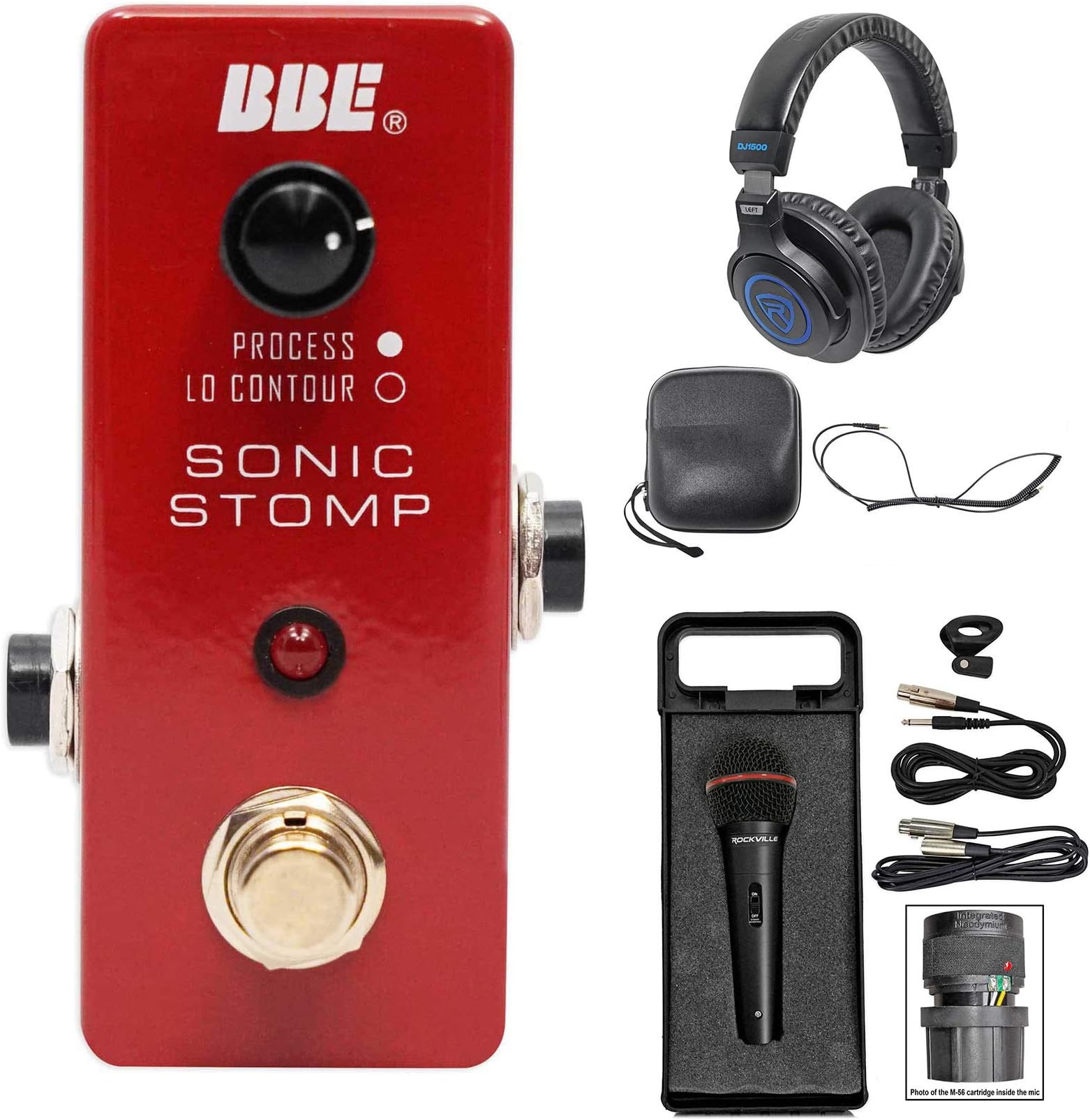 BBE MS-92 Mini Sonic Stomp Sonic Maximizer Stomp Pedal+Headphones+Mic+Cable+Case