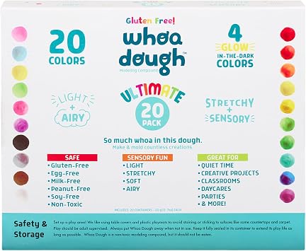 Chuckle & Roar Whoa Dough Ultimate Pack, Gluten Free Playdough Set, 20 Pack